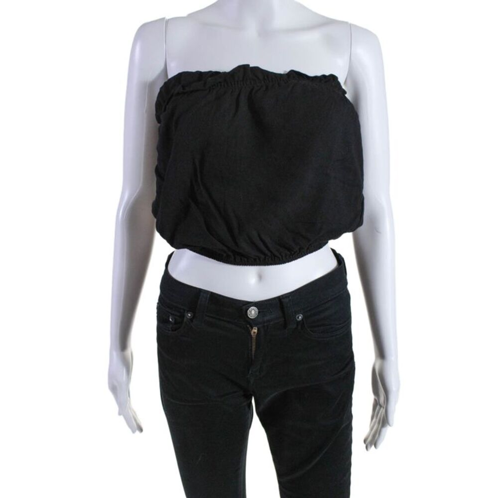Cool Change Womens Strapless Sleeveless Cropped Blouse Black Size Small